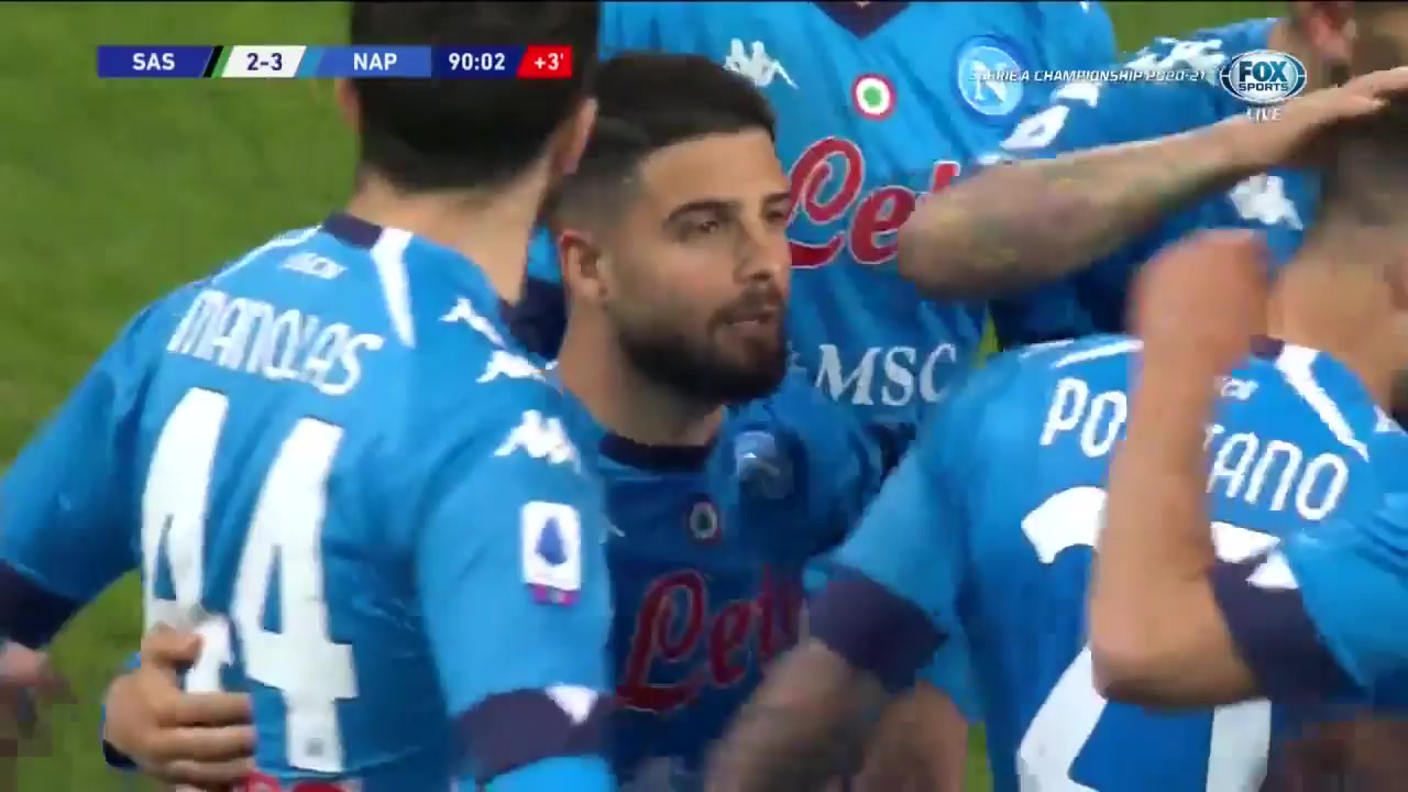 Serie A Sassuolo Vs Napoli Francesco Caputo Goal in 90 min, Score 2:3