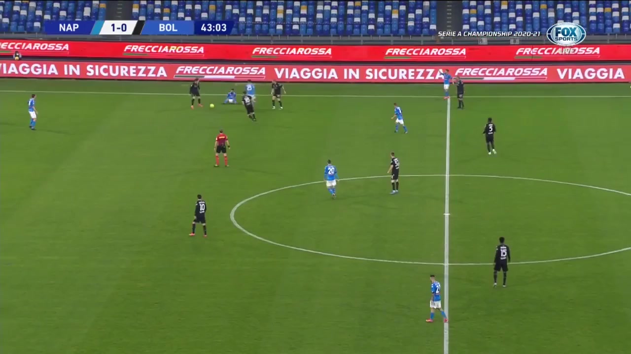 34 Napoli Vs Bologna 43 skor gol , skor 1:1