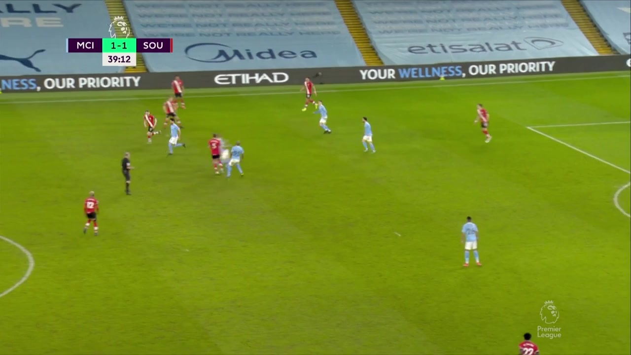 EPL Manchester City Vs Southampton 38 phút Riyad MahrezVào, ghi bàn 2:1