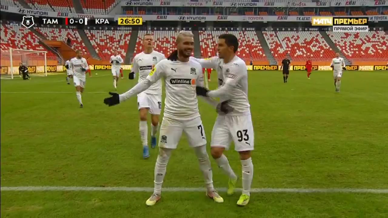 10 Tambov Vs FC Krasnodar 27 skor gol Remy Cabella, skor 0:1