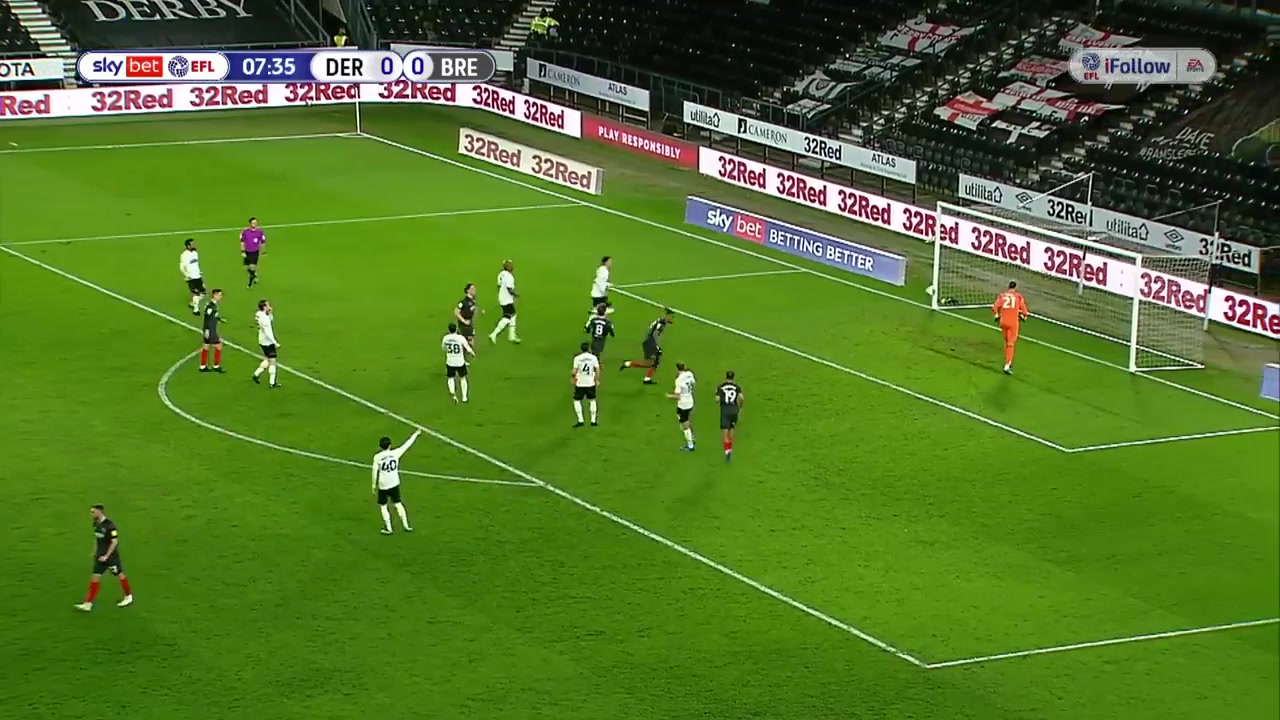 ENG LCH Derby County Vs Brentford 7 phút Ivan ToneyVào, ghi bàn 0:1