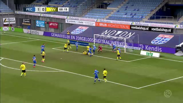 HOL D1 PEC Zwolle Vs VVV Venlo Roy Gelmi Goal in 68 min, Score 1:1