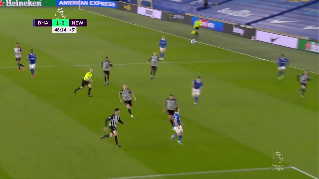 EPL Brighton Hove Albion Vs Newcastle United 45+ ทำประตู Leandro Trossard ประตู, ทำคะแนน 1:0