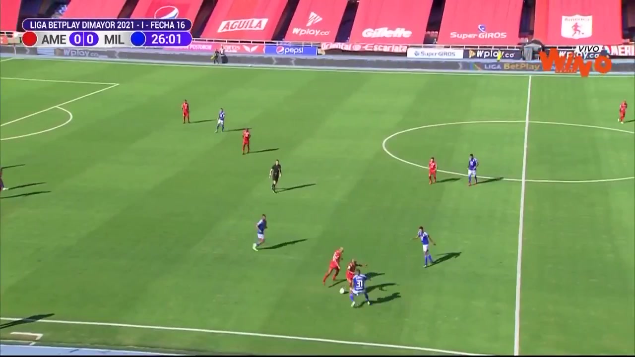 COL D1 America de Cali Vs Millonarios 27 phút Diego AbadiaVào, ghi bàn 0:1