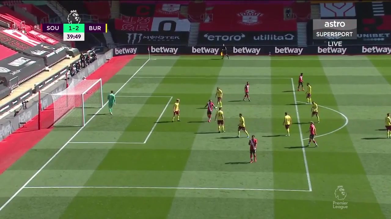 EPL Southampton Vs Burnley Danny Ings Goal in 40 min, Score 2:2