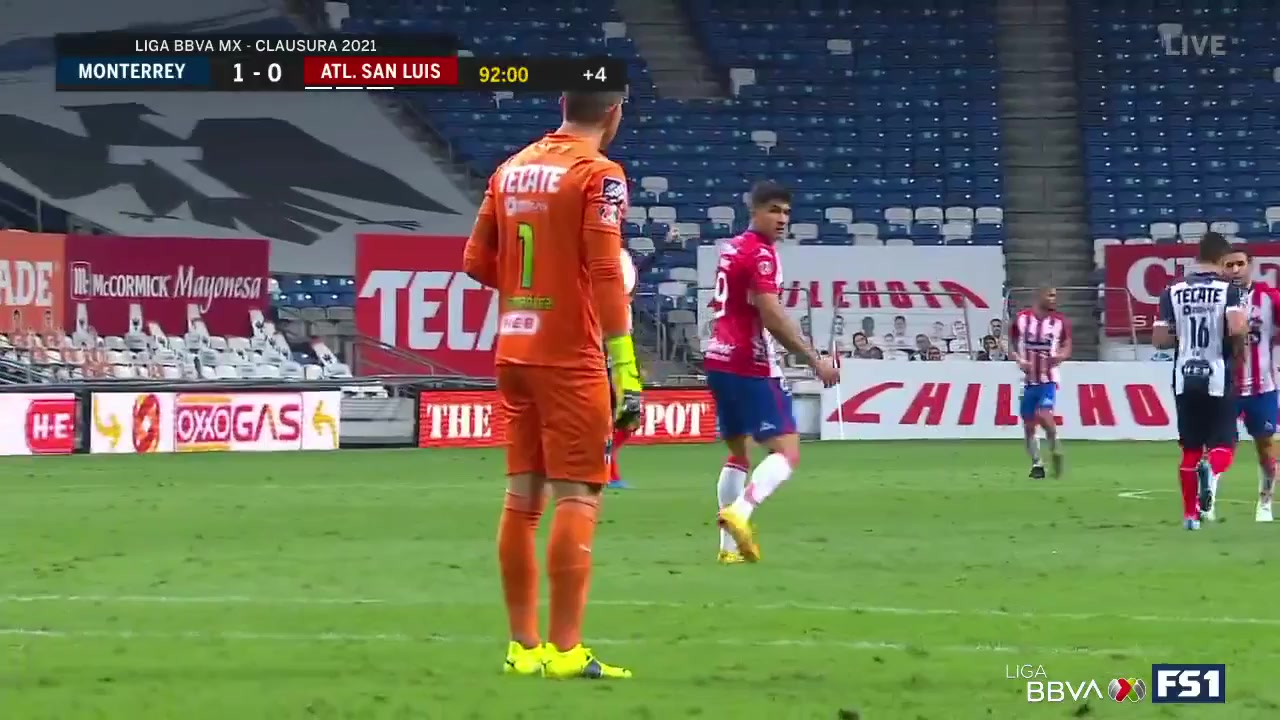 墨西联秋 蒙特瑞 Vs 圣路易斯竞技 95分进球,比分2:0