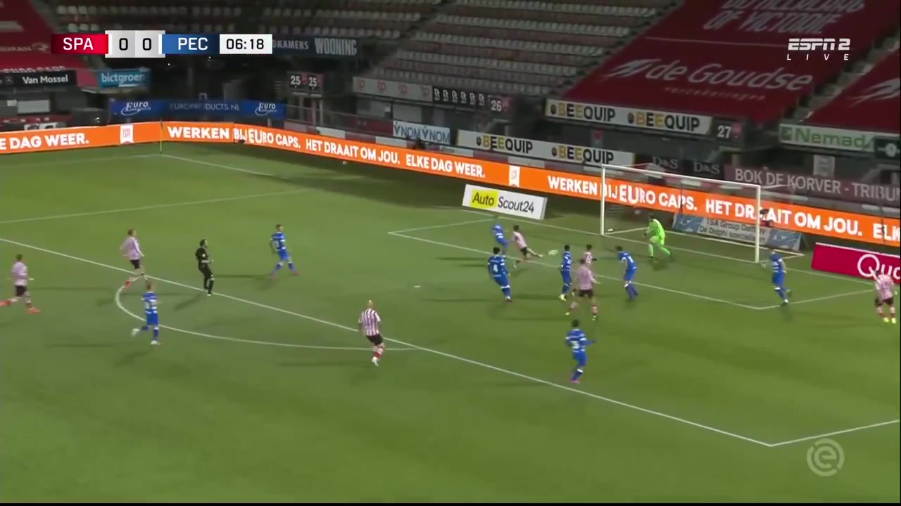 HOL D1 Sparta Rotterdam Vs PEC Zwolle 7 phút Mica PintoVào, ghi bàn 1:0