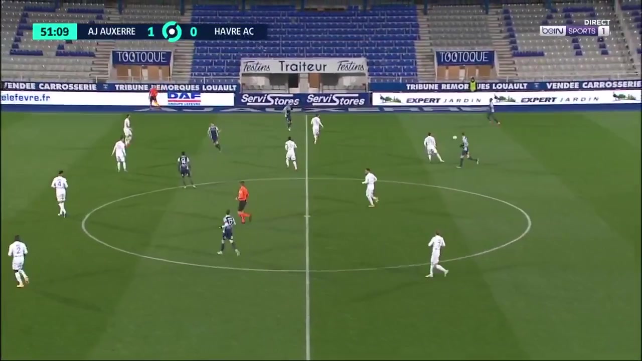 12 AJ Auxerre Vs Le Havre 54 skor gol Quentin Cornette, skor 1:1