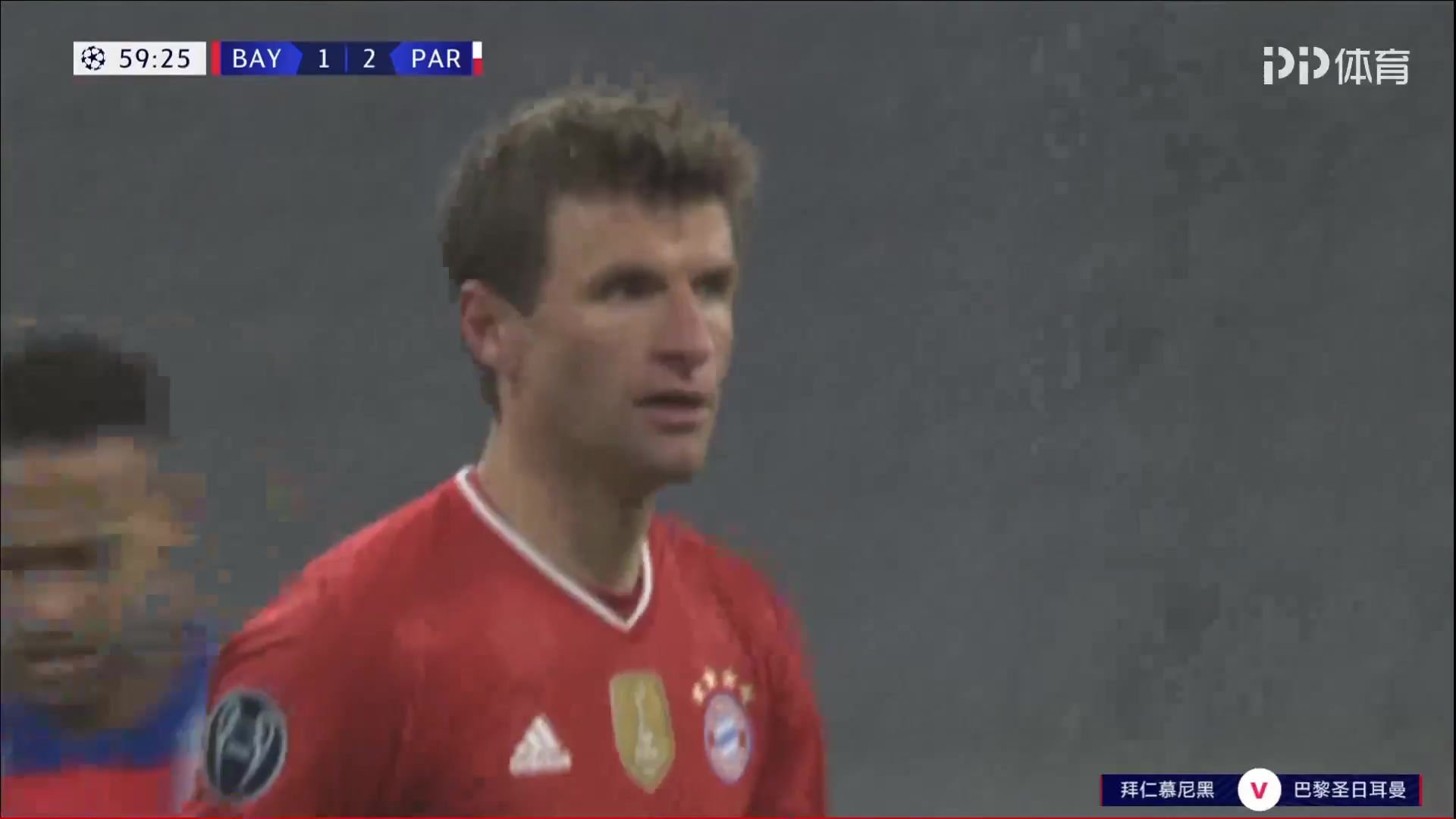 UEFA CL Bayern Munchen Vs Paris Saint Germain (PSG) Thomas Muller Goal in 61 min, Score 2:2