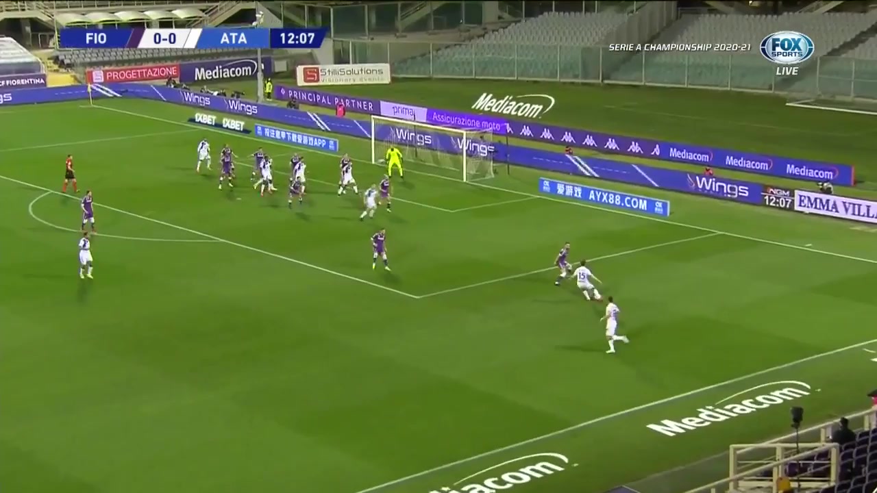 Serie A Fiorentina Vs Atalanta 12 phút Duvan Estevan Zapata BangueraVào, ghi bàn 0:1