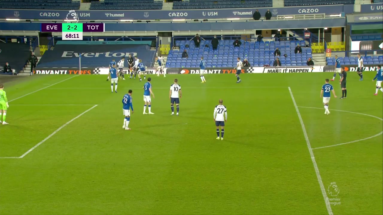 EPL Everton Vs Tottenham Hotspur 68 phút Harry KaneVào, ghi bàn 2:2