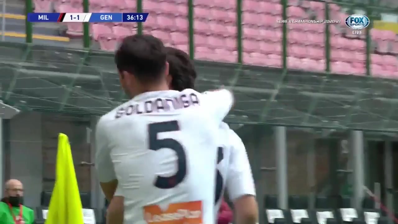 34 AC Milan Vs Genoa 36 skor gol Mattia Destro, skor 1:1