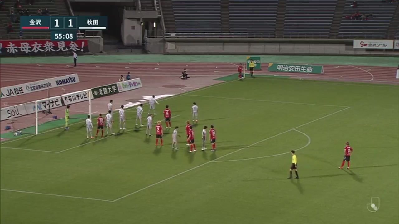 JPN D2 Zweigen Kanazawa FC Vs Blaublitz Akita 55 ทำประตู Keita Fujimura ประตู, ทำคะแนน 2:1