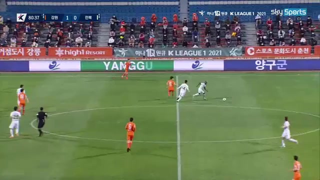 韓K聯 江原FC Vs 全北現代 82分邦本 宜裕進球,比分1:1