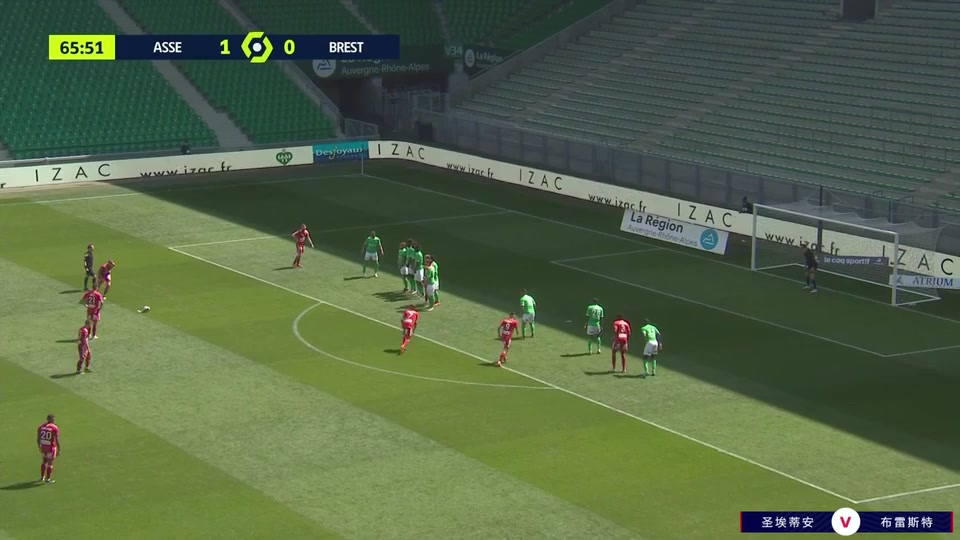 11 Saint Etienne Vs Stade Brestois 66 skor gol Charbonnier Gaetan, skor 1:1