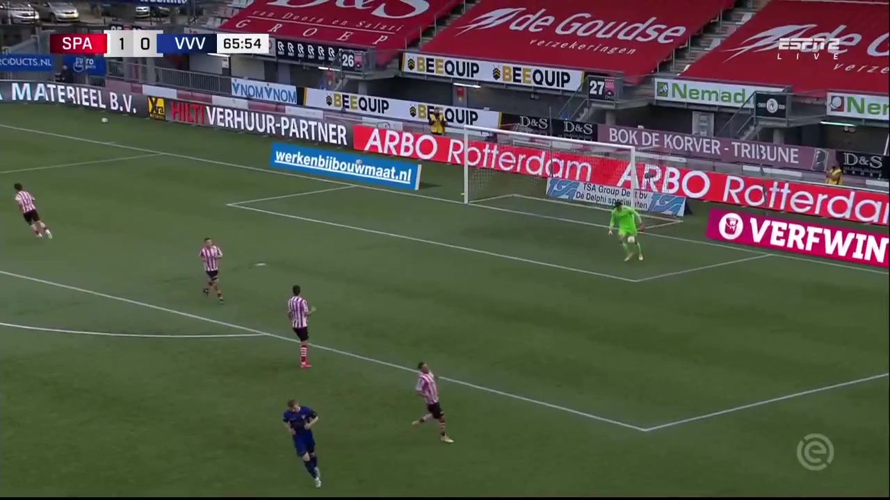 HOL D1 Sparta Rotterdam Vs VVV Venlo Bryan Smeets Goal in 66 min, Score 2:0