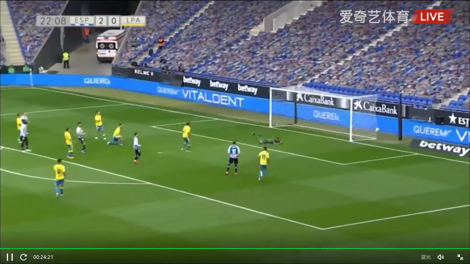 SPA D2 RCD Espanyol Vs Las Palmas Javi Puado Goal in 22 min, Score 3:0