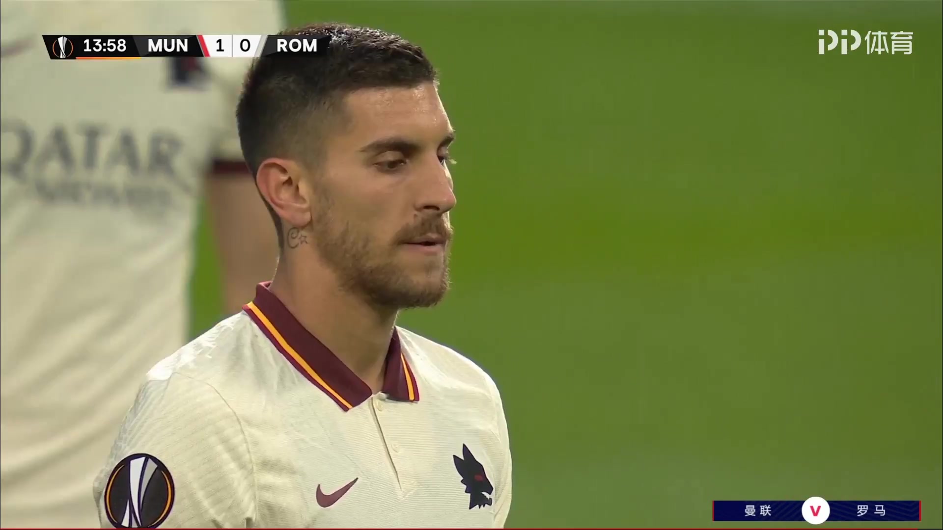 113 Manchester United Vs AS Roma 13 skor gol Lorenzo Pellegrini, skor 1:1