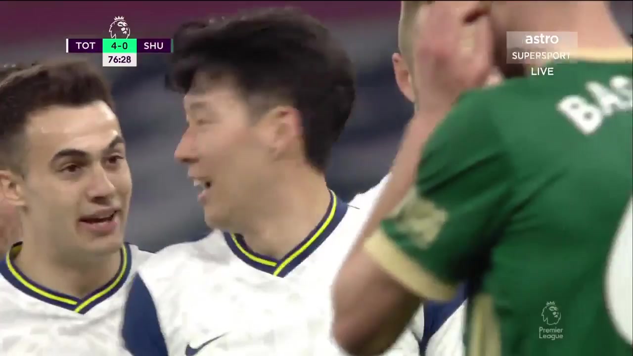 36 Tottenham Hotspur Vs Sheffield United 76 skor gol Son Heung Min, skor 4:0