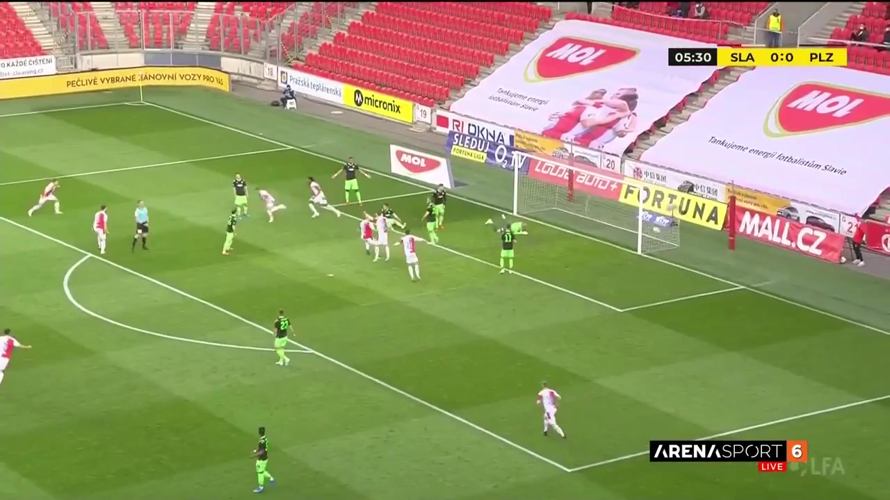 CZE D1 Slavia Praha Vs FC Viktoria Plzen Tomas Holes Goal in 5 min, Score 1:0