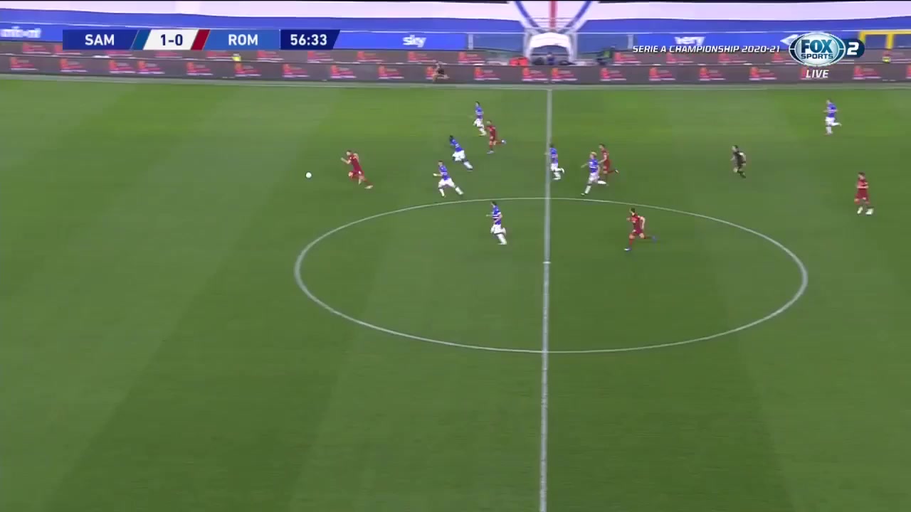 Serie A Sampdoria Vs AS Roma  Goal in 56 min, Score 1:1