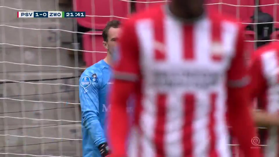 HOL D1 PSV Eindhoven Vs PEC Zwolle  Goal in 21 min, Score 1:0