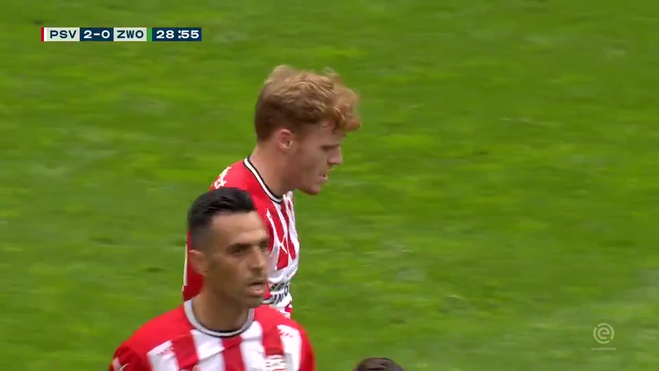 HOL D1 PSV Eindhoven Vs PEC Zwolle Donyell Malen Goal in 28 min, Score 2:0