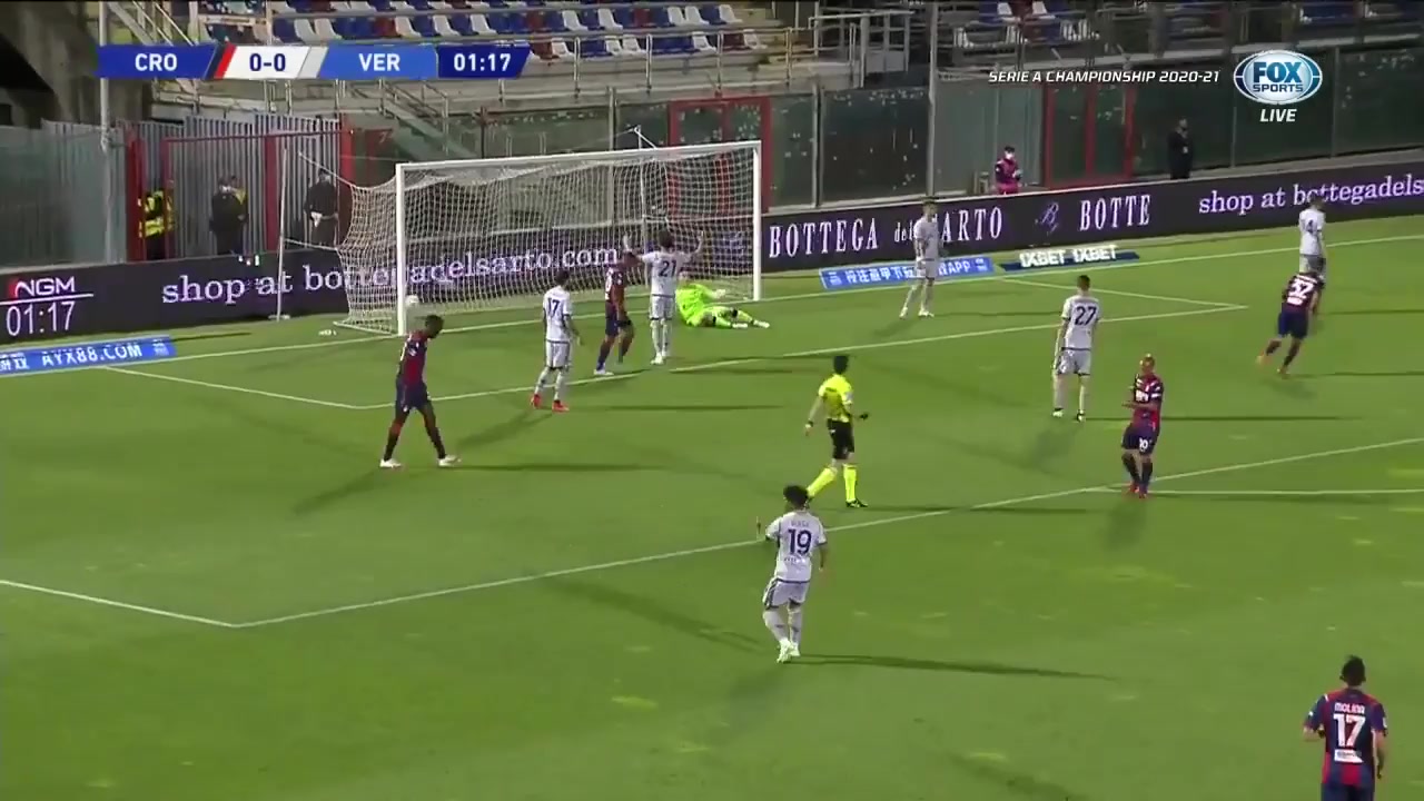 Serie A Crotone Vs Verona Adam Ounas Goal in 1 min, Score 1:0