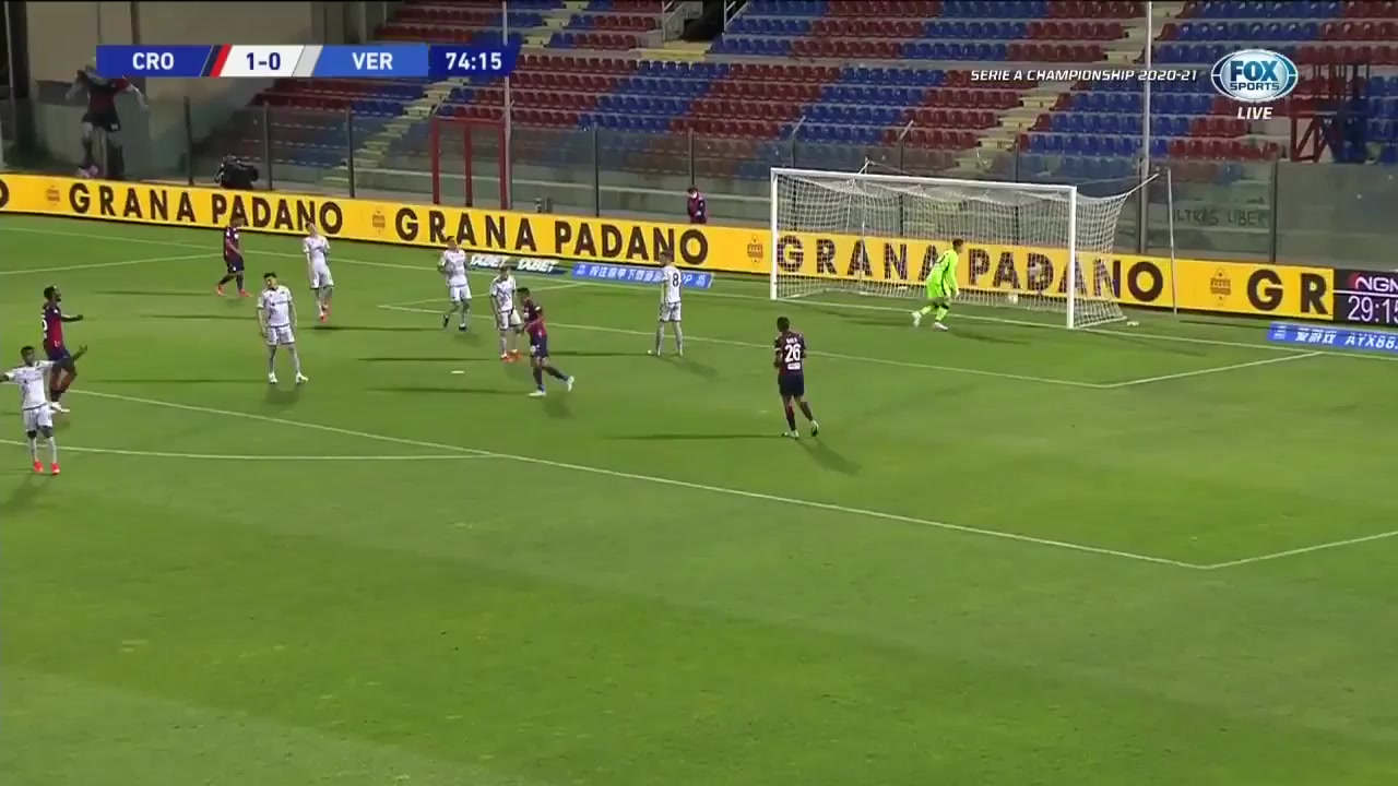 Serie A Crotone Vs Verona 74 phút Junior MessiasVào, ghi bàn 2:0