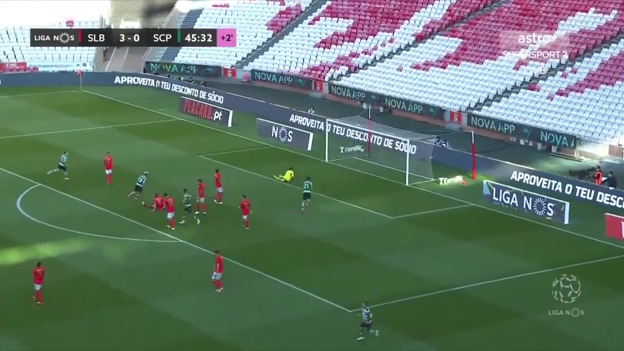 POR D1 Benfica Vs Sporting CP Pedro Goncalves Goal in 45 min, Score 3:1