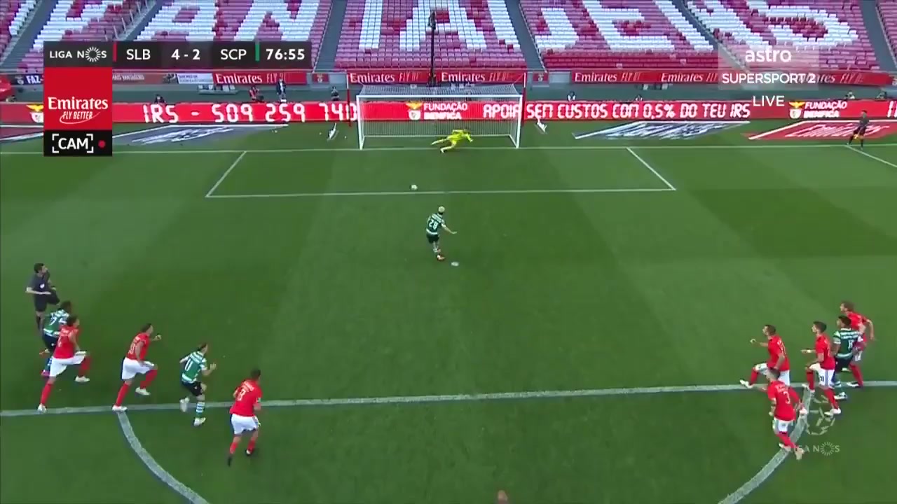 POR D1 Benfica Vs Sporting CP Pedro Goncalves Goal in 77 min, Score 4:3