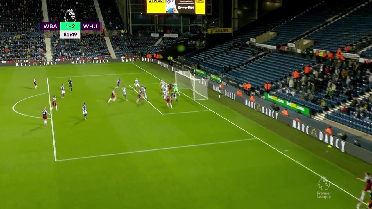 36 West Bromwich(WBA) Vs West Ham United 82 skor gol Angelo Obinze Ogbonna, skor 1:2