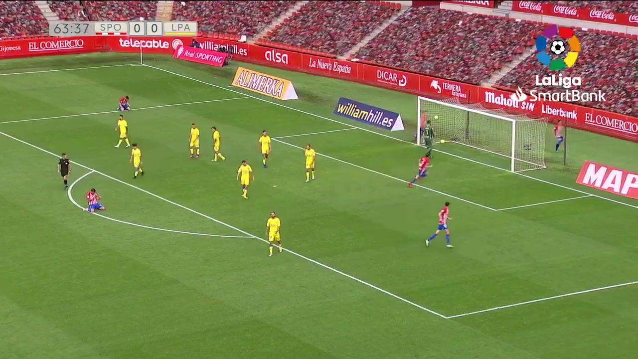 SPA D2 Sporting Gijon Vs Las Palmas Uros Djurdjevic Goal in 63 min, Score 1:0