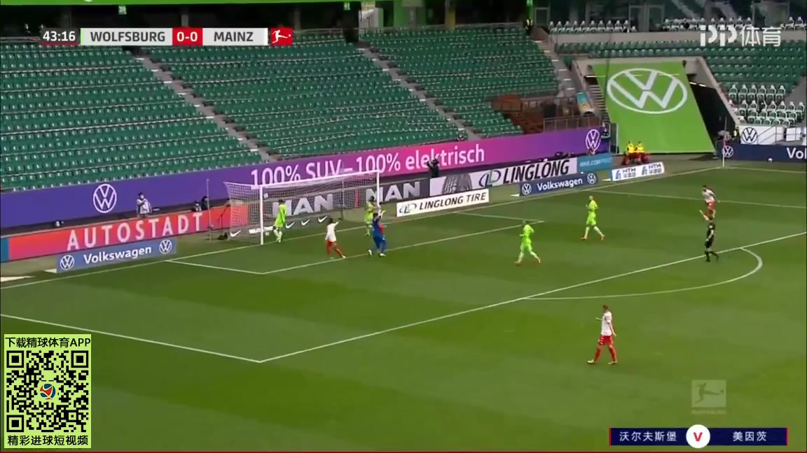 Bundesliga VfL Wolfsburg Vs FSV Mainz 05 43 phút Jean-Paul BoetiusVào, ghi bàn 0:1