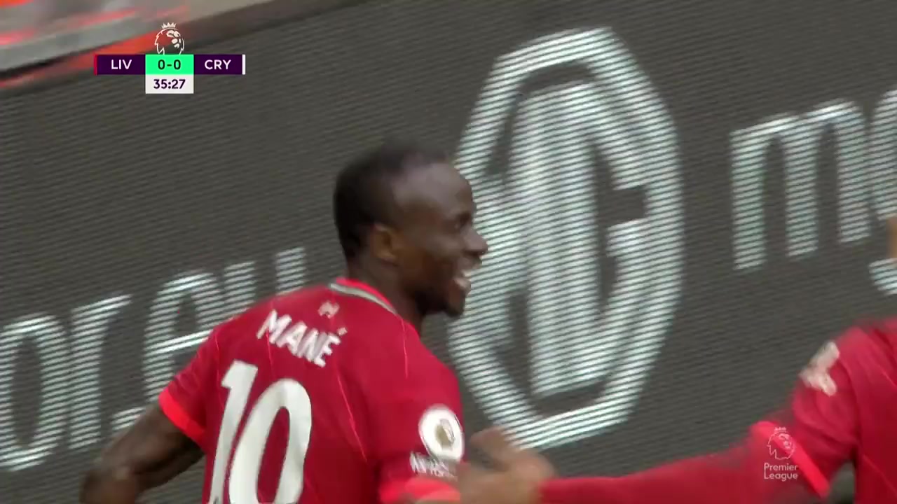 EPL Liverpool Vs Crystal Palace Sadio Mane Goal in 35 min, Score 1:0