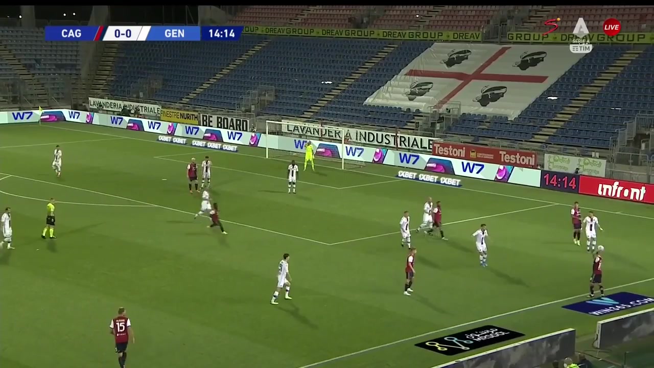 Serie A Cagliari Vs Genoa Eldor Shomurodov Goal in 13 min, Score 0:1