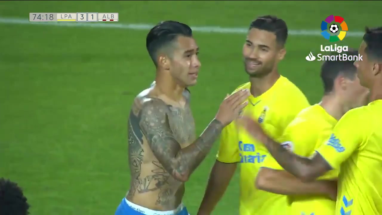 SPA D2 Las Palmas Vs Albacete Sergio Ezequiel Araujo Goal in 74 min, Score 3:1