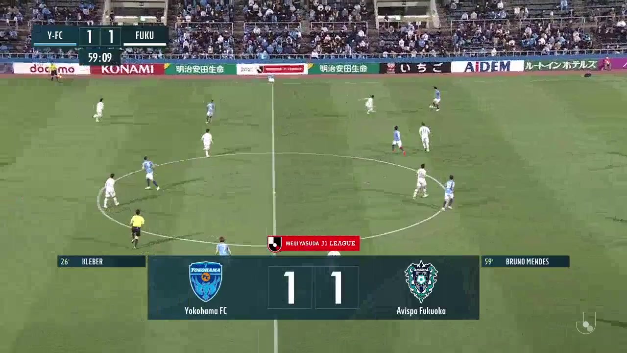 日職聯 橫濱FC Vs 福岡黃蜂 58分門德斯進球,比分1:1