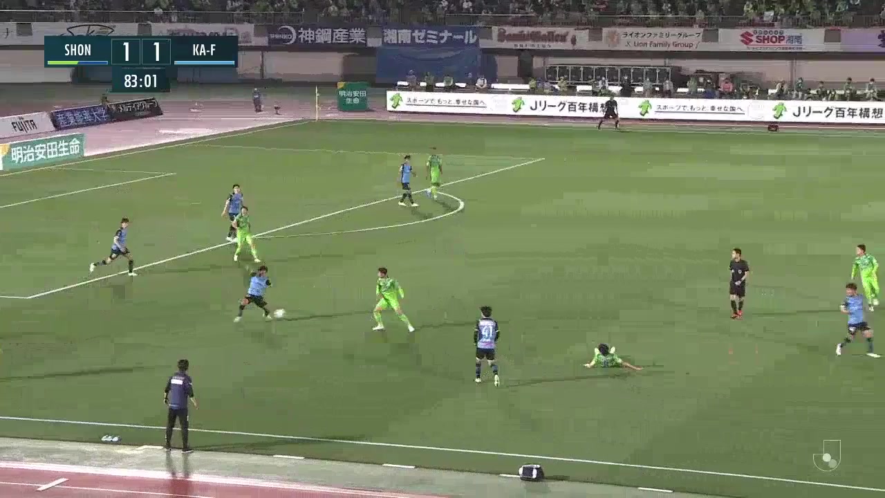 日職聯 湘南海洋 Vs 川崎前鋒 82分萊昂德羅·達米昂進球,比分1:1