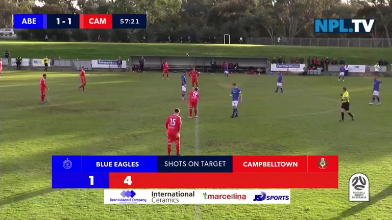 AUS SASL Adelaide Blue Eagles Vs Campbelltown City SC  Goal in 57 min, Score 1:2