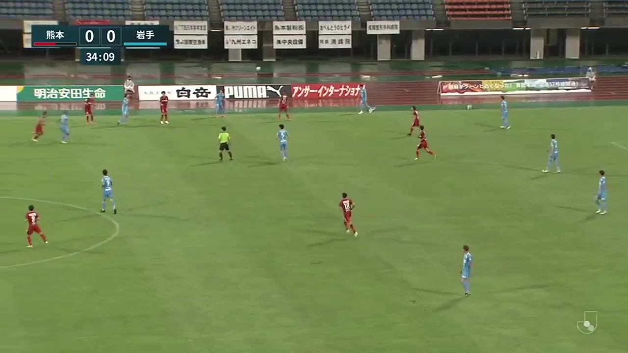 日丙 熊本深红 Vs 格鲁洛盛冈 34分泰雷兹·保拉进球,比分1:0