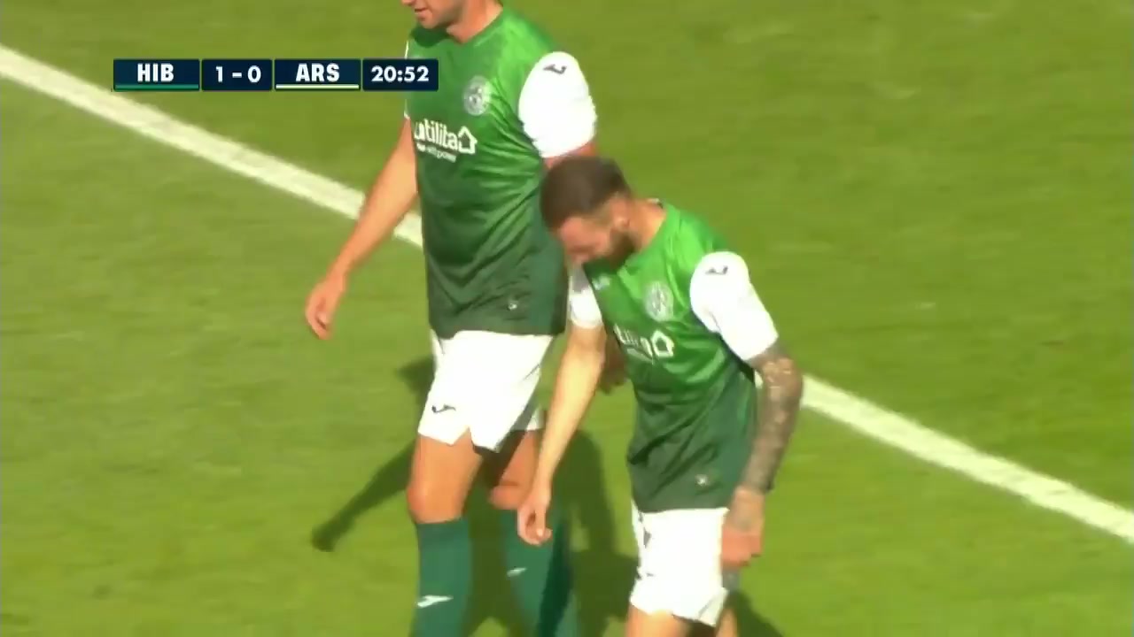 INT CF Hibernian Vs Arsenal 20 phút Martin BoyleVào, ghi bàn 1:0