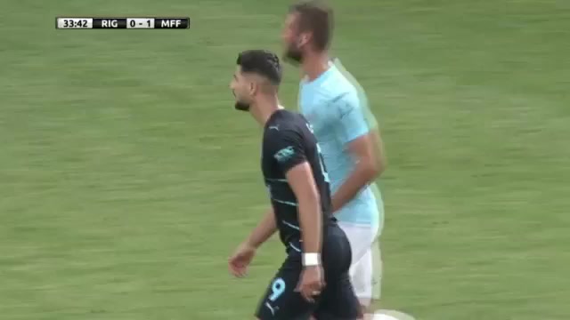 UEFA CL Riga FC Vs Malmo FF Antonio-Mirko Colak Goal in 32 min, Score 0:1