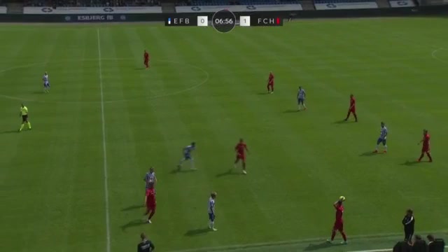 DEN D1 Esbjerg Vs Helsingor Sorensen Goal in 7 min, Score 1:1