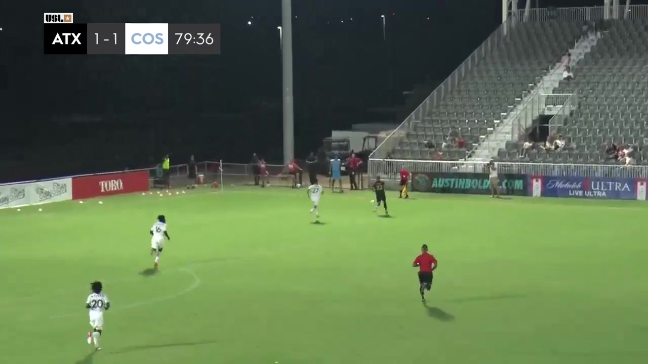 USL CH Austin Bold Vs Colorado Springs Switchbacks FC Collin Fernandez Goal in 81 min, Score 2:1