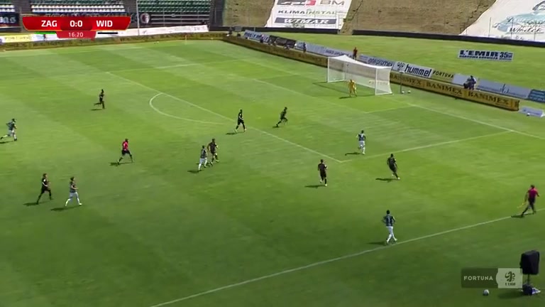 POL D1 Zaglebie Sosnowiec Vs Widzew lodz Sobczak Goal in 16 min, Score 1:0