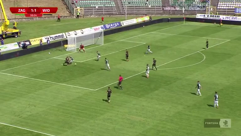 POL D1 Zaglebie Sosnowiec Vs Widzew lodz Golebiowski Goal in 38 min, Score 1:2