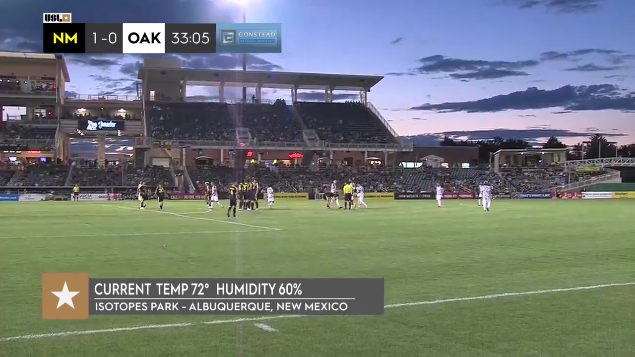 USL CH New Mexico United Vs Oakland Roots 34 phút Wal FallVào, ghi bàn 1:1