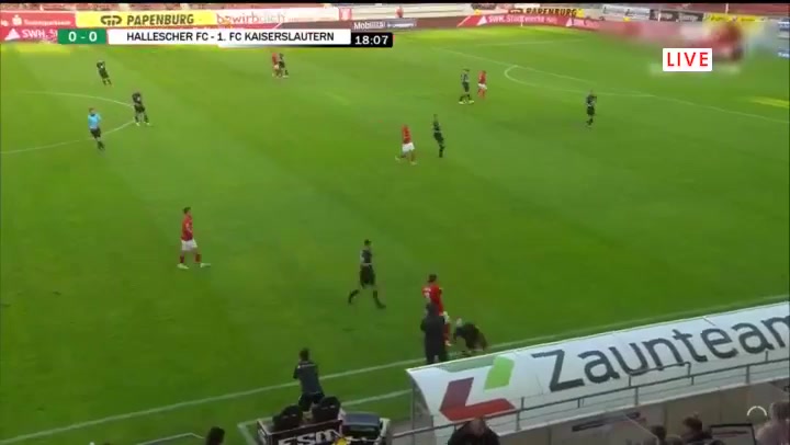 GER D3 Hallescher FC Vs Kaiserslautern Zimmerschied Goal in 18 min, Score 1:0