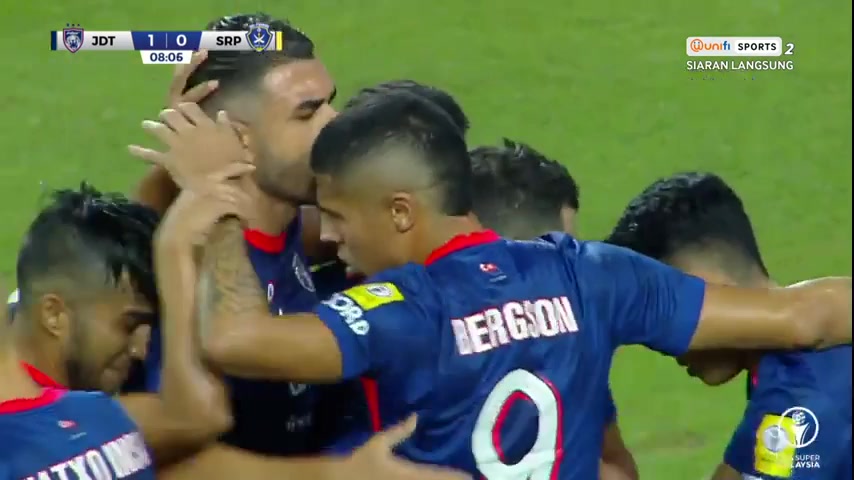 MAS SL Johor Darul Takzim Vs Pahang Bergson Goal in 7 min, Score 1:0